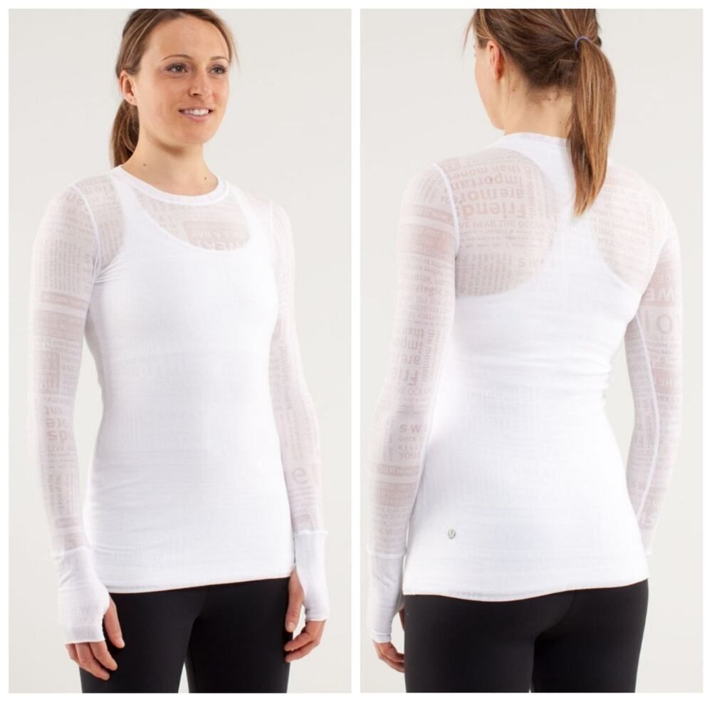 Lululemon Manifesto Long Sleeve White Thumbhole Tee Size 6 - Picture 7 of 14